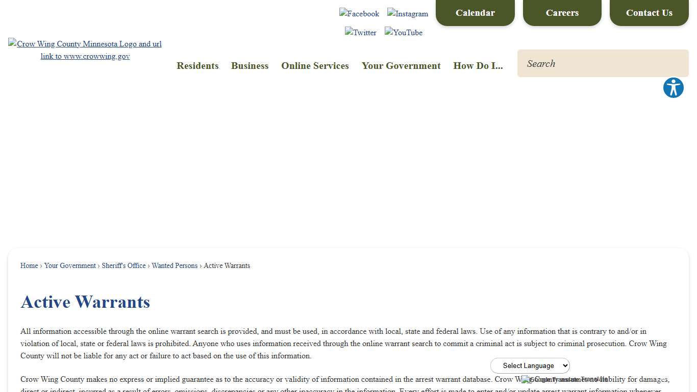 Active Warrants | Crow Wing County, MN - Official Website