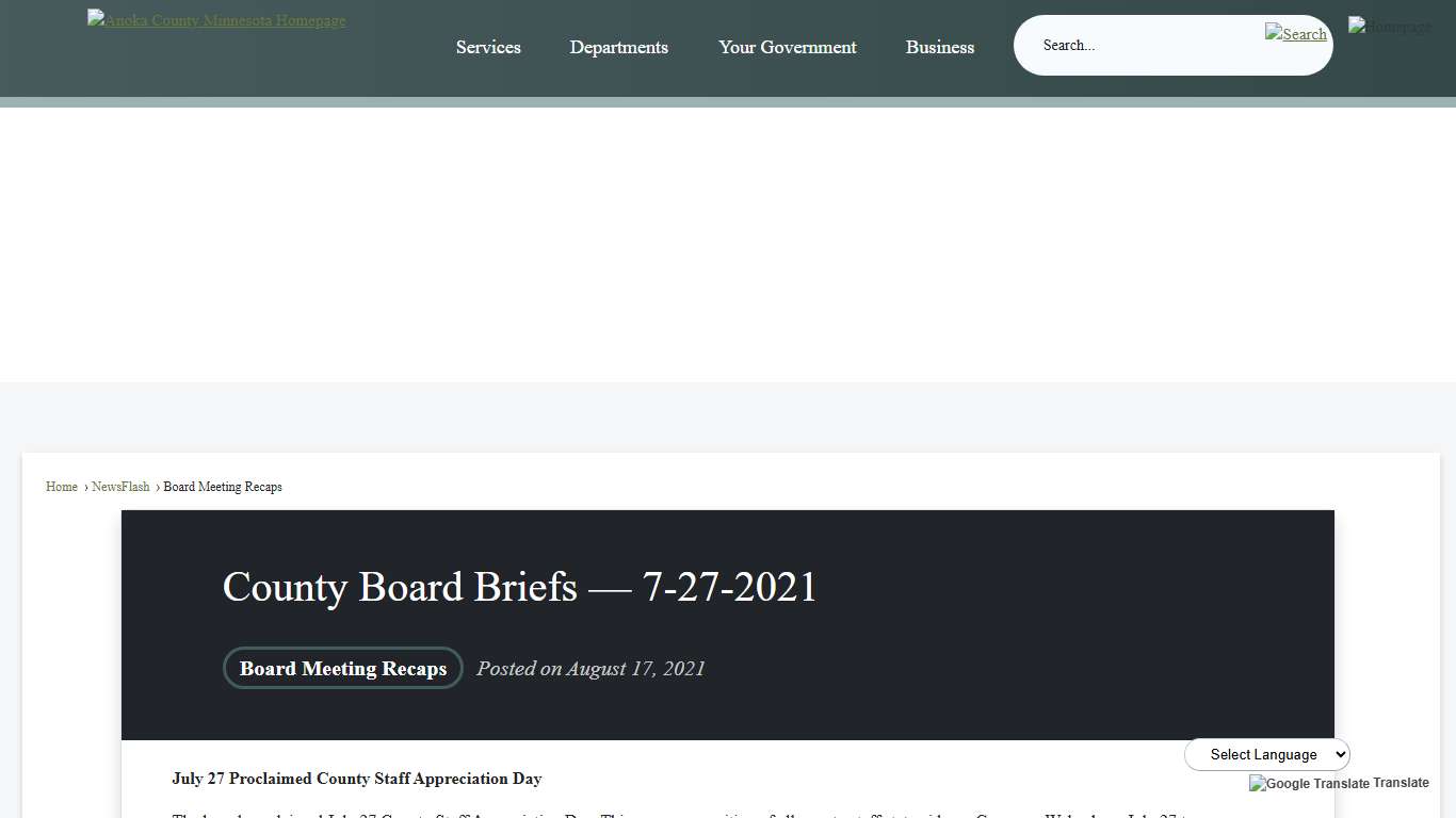 County Board Briefs — 7-27-2021 • Anoka County, MN